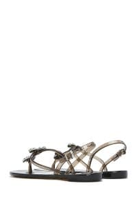 صندل زنانه مشکی ژله‌ای پشت‌باز نگین‌دار دری مد