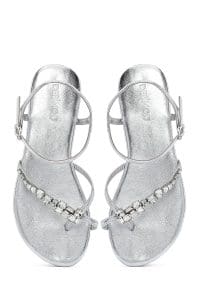 صندل زنانه نقره‌ای نگین‌دار انگشتی دری مد