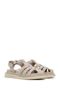 صندل زنانه ویژون بندی چرمی راحتی دری مد