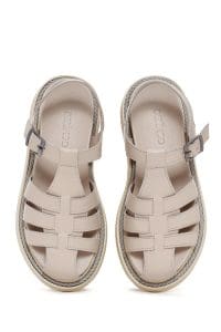 صندل زنانه ویژون بندی چرمی راحتی دری مد