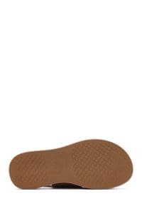 صندل زنانه پودری کفی ضخیم سگک‌دار جیر چرمی راحتی دری مد