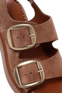 صندل زنانه پودری کفی ضخیم سگک‌دار جیر چرمی راحتی دری مد