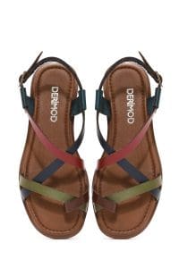 صندل زنانه چرمی رنگی انگشتی مدل بدروم دری مد