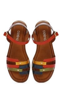 صندل زنانه چرمی رنگی مدل بدروم دری مد