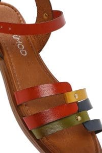 صندل زنانه چرمی رنگی مدل بدروم دری مد