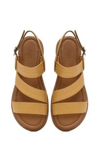 صندل زنانه چرمی زرد سگک‌دار دری مد