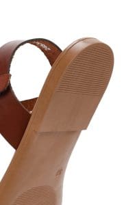 صندل زنانه چرمی قهوه‌ای مدل بدروم دری مد