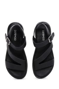 صندل زنانه چرمی مشکی بندی دری مد