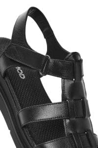 صندل زنانه چرمی مشکی بندی دری مد