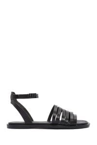 صندل زنانه چرمی مشکی بندی مدل بدروم دری مد