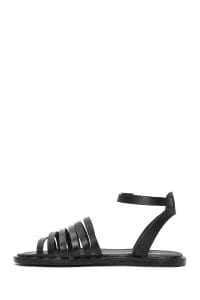 صندل زنانه چرمی مشکی بندی مدل بدروم دری مد