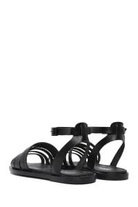 صندل زنانه چرمی مشکی بندی مدل بدروم دری مد