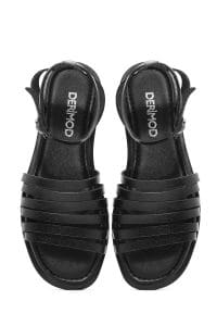 صندل زنانه چرمی مشکی بندی مدل بدروم دری مد