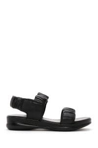 صندل زنانه چرمی مشکی راحتی دری مد