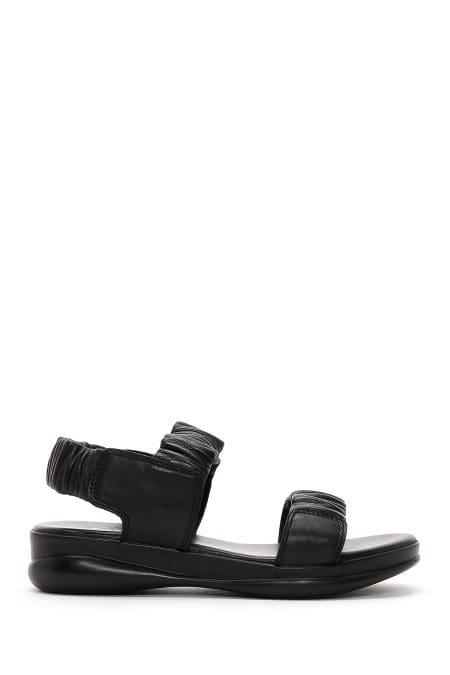 صندل زنانه چرمی مشکی راحتی دری مد