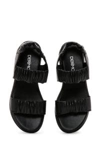 صندل زنانه چرمی مشکی راحتی دری مد