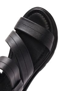 صندل زنانه چرمی مشکی سگک‌دار دری مد