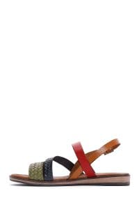 صندل زنانه چندرنگ چرمی بودروم دری مد