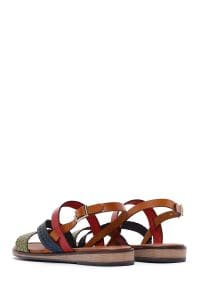 صندل زنانه چندرنگ چرمی بودروم دری مد