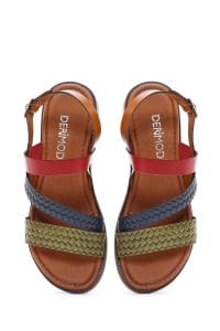 صندل زنانه چندرنگ چرمی بودروم دری مد