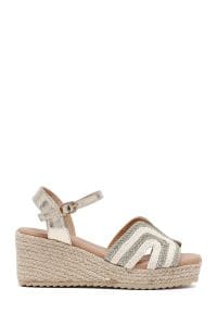 صندل زنانه کرم بنددار لژدار اسپادریل دری مد