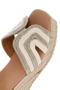 صندل زنانه کرم بنددار لژدار اسپادریل دری مد