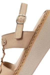 صندل زنانه کرم چرم بنددار تخت ضخیم راحتی دری مد