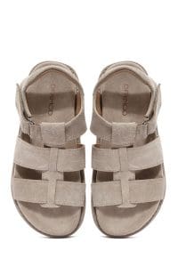 صندل زنانه کرم کفی ضخیم جیر دری مد