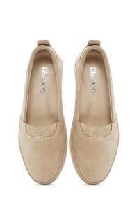 لوفر زنانه بژ پاشنه بلند بند دار جیر راحتی دری مد