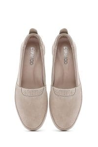 لوفر زنانه بژ پاشنه بلند بند دار جیر راحتی دری مد