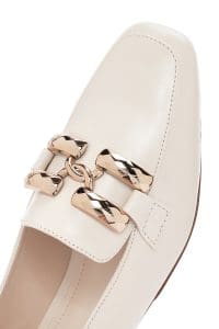 لوفر زنانه سفید بند دار چرم دری مد