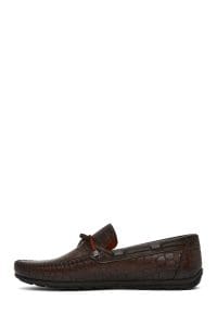 لوفر مردانه چرم قهوه‌ای کروکودیل روزمره دری مد