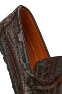 لوفر مردانه چرم قهوه‌ای کروکودیل روزمره دری مد