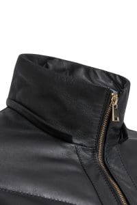 پالتو چرمی زنانه مشکی خزدار کلاه دار Alexandra دری مد