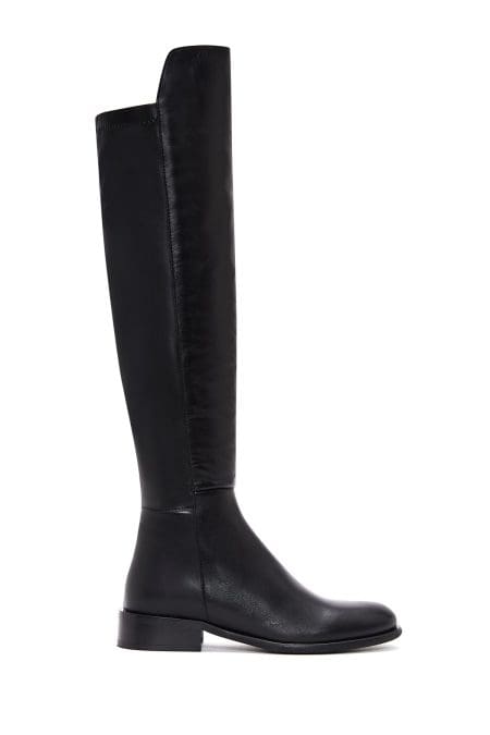 چکمه زنانه چرمی مشکی زیپ‌دار دری مد