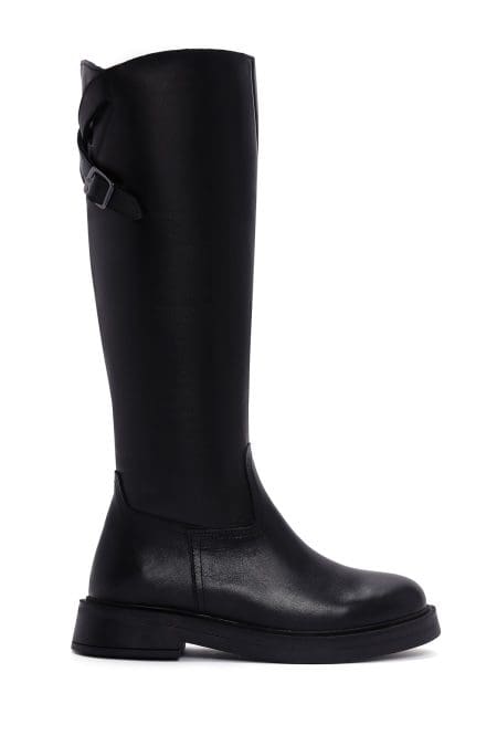 چکمه چرمی مشکی زنانه دری مد