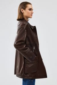 کاپشن چرم زنانه قهوه ای دالیدا دری مد