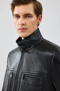 کاپشن چرم مشکی مردانه مولر دری مد