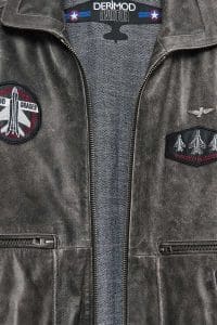 کاپشن چرمی مردانه خاکستری یقه‌دار خزدار خلبانی Hurricane دری مد