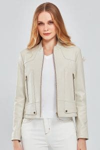 کت چرم بژ زنانه شارون دری مد