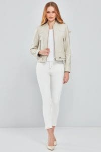 کت چرم بژ زنانه شارون دری مد