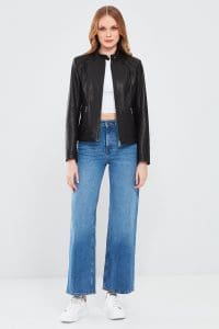 کت چرم مشکی زنانه جولای دری مد