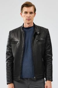 کت چرم کلاهدار مشکی مردانه لیون دری مد