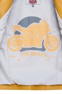 کت چرمی زنانه زرد کوتاه طرح دار Champs دری مد