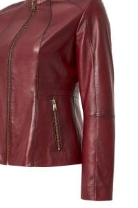 کت چرمی زنانه قرمز کوتاه ساده Lydia دری مد