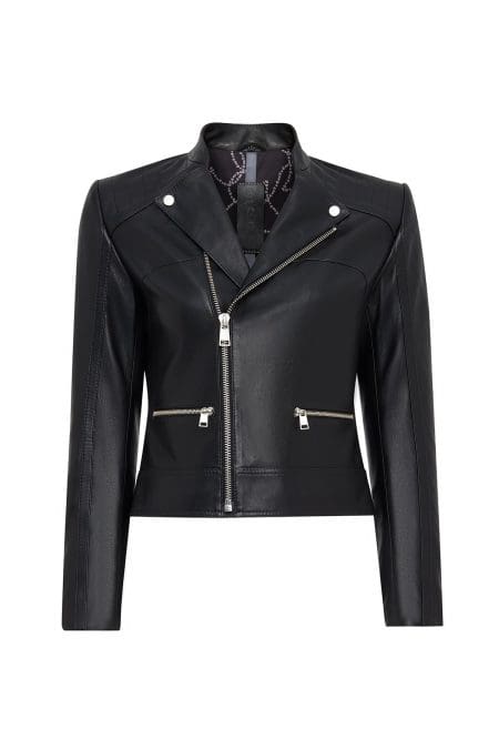 کت چرمی زنانه مشکی بایکر کوتاه Nova دری مد