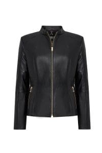 کت چرمی زنانه مشکی سایز بزرگ زیپ دار Lydia دری مد