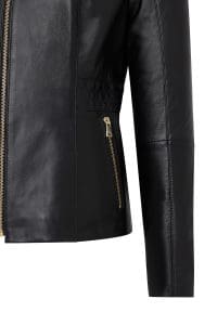 کت چرمی زنانه مشکی سایز بزرگ زیپ دار Lydia دری مد