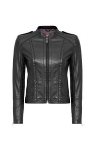 کت چرمی زنانه مشکی کوتاه Cherie دری مد