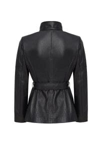 کت چرمی زنانه مشکی یقه خزدار Rebecca دری مد